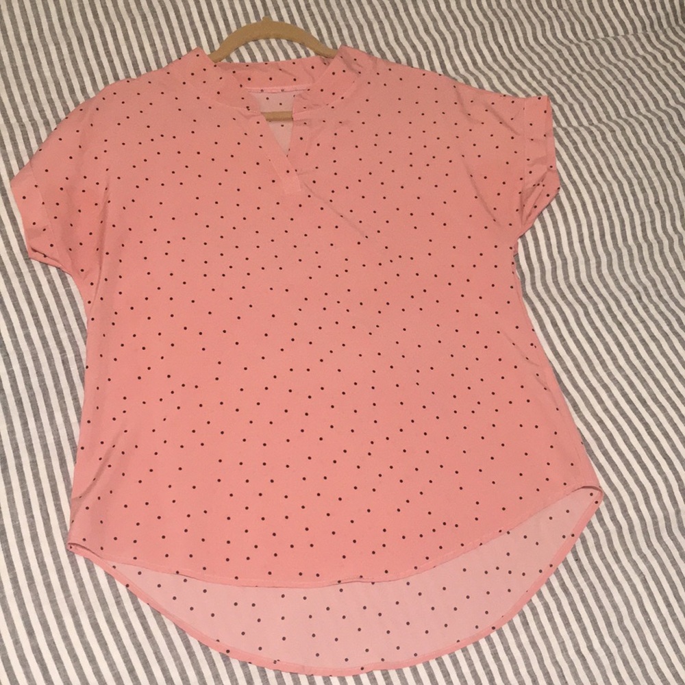 Pink, Black & White Polka Dot Blouse
